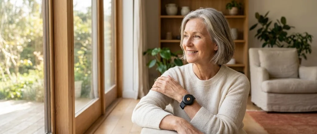 Seniorin f&uuml;hlt sich zu Hause wohl mit Rufivo